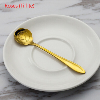 

NeillieN Stainless steel spoon coffee spoon cherry spoon Golden Rose spoon companion gift spoon creative gift spoonladle