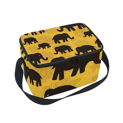 

ALAZA Lunch Box Floral And Elephants Insulated Lunch Bag Large Cooler Tote Bagfor Men Women