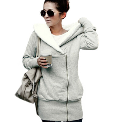 

New Autumn Winter Women Hoodies Coat Warm Coat Zipper Outerwear Hooded Sweatshirts Casual Long Jacket Plus Size