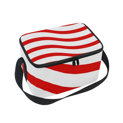 

ALAZA Insulated Lunch Box Red Wavy Lunch Bag for Men Women Portable Tote Bag Cooler Bag