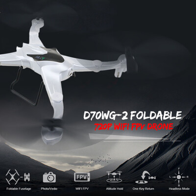

YDJIA D70WG-2 720P Wifi FPV Foldable Selfie Drone Altitude Hold G-sensor Headless One Key Return RC Quadcopter RTF