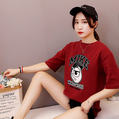 

JOY OF JOY Jingdong womens 2019 summer new Korean ins wild personality half sleeve t-shirt loose casual short-sleeved T-shirt female JWTD191856 red 2XL
