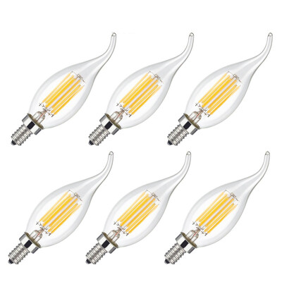 

Chandelier light Bulbs 6W 2700K Warm White Candle Light Bulbs 550LM E12 Base Chandelier LED Bulbs60W EquivalentVintage Bulb-6P