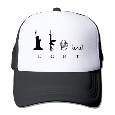 

Wubgg Mens Womens Liberty Gun Beer LGBT Black Trucker Hat Trucker Cap For Men Women