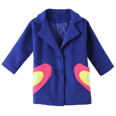 

Winter Long Sleeve Quilted Linner Blue Dress Woolen Trench for Girls Warm Children outwear Coats