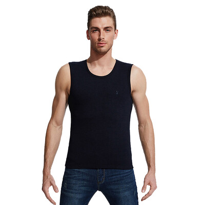 

Playboy PLAYBOY Mens Dongli velvet warm vest warm vest men plus velvet thick wide shoulder round neck bottoming cotton sleeveless underwear vest Navy