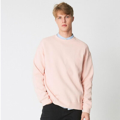 

Mens Solid Color Round Collar Sweatshirt Fall Loose Shoulder Long Sleeve Pullover