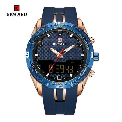 

REWARD 63095 Male Quartz Digital Movt Watch Silicone Strap Fashion Wristwatch