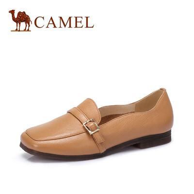 

Camel CAMEL Womens Simple British Buckle Square Head Low Heel Loafers A915046197 Apricot 35