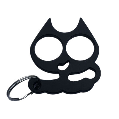 

Cat keychain Ring Buckle Sefl-Defense Toy Model Outdoor Metal Ring Four finger edc Tool Fashion Christmas gift survival Key Rings