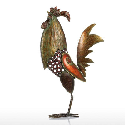 

Tooarts Iron Rooster Home Decor Iron Craft Gift Handicraft Animal Ornament