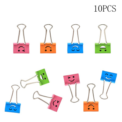 

10PCS Cute Assorted Smiling Face Spring-Loaded File Organizer Lovely Colorful Paper Holder Metal Binder Clips