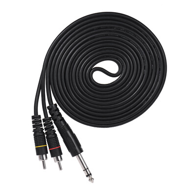 

14" 635mm TRS Male Plug to Dual RCA Stereo Audio Cable Connector Y Splitter Wire Cord 5m 164ft