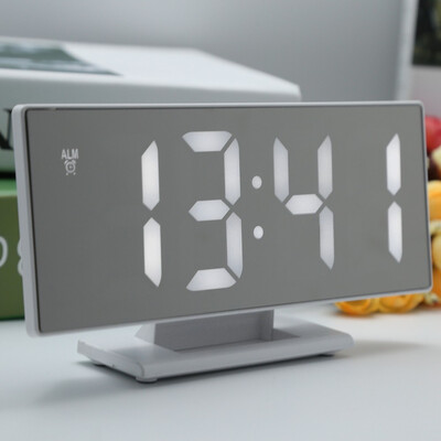 

Digital Mirror Surface Alarm Clock with Large LED Display USB Port for Bedroom