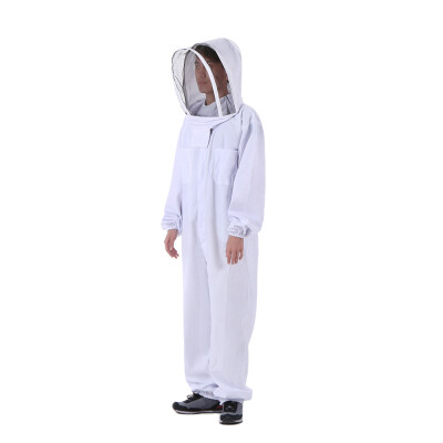 

Beekeeping Protective Equipment White Beekeeping Suit with Removable Round Clear View Fencing Veil Beekeeping Full Body Suit Hat