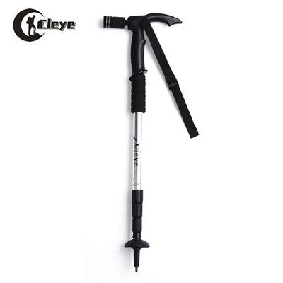 

CLEYE 4 Joints Trekking Folding Alpenstocks with Light Climbing Pole Crutch Walking Stick