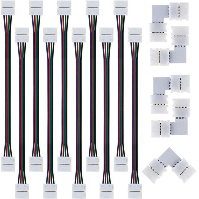 

SUPli 5PCS Quick Splitter Connector 10MM  Shape 4 Conductor for RGB with 10PCS Strip Light Connector