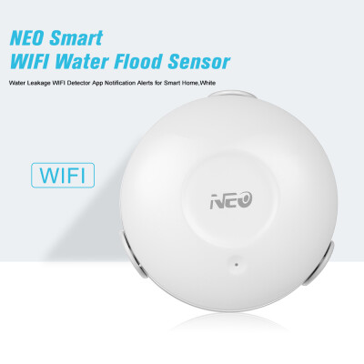 

NEO Smart WIFI Water Flood Sensor Water Leakage WIFI Detector App Notification Alerts for Smart HomeWhite