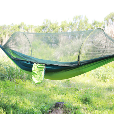 

Automatic speed open with mosquito net hammock outdoor single double nylon parachute cloth camping camping mosquito hammock light green