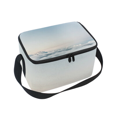 

ALAZA Lunch Box Insulated Sea Ocean Mountain Snow Lunch Bag Large Cooler Tote Bagfor Men Women