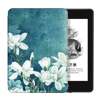 

Bai Tu only adapts to the new 2018 Kindle Paperwhite 4 painted protective cover Amazon e-book reader sleep shell white magnolia