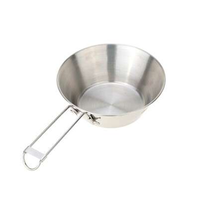 

Stainless Steel Bowl with Foldable Handle Camping Tableware Portable Cookware Bowl