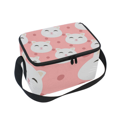 

ALAZA Lunch Box Insulated Cat With Pink Background Lunch Bag Large Cooler Tote Bagfor Men Women
