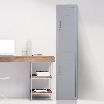 

71 Cold Rolled Steel Lockable 2-tier Office Storage Cabinet with Shelves- Grey