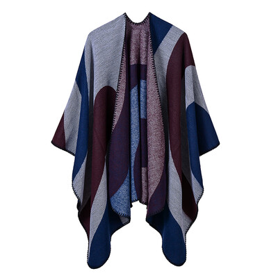

Casual Women Autumn Winter Poncho Geometric Splicing Warm Square Scarf Pashmina Shawl Cape