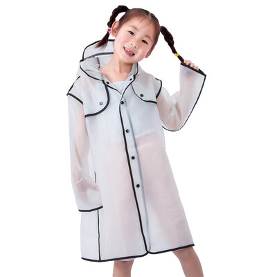 

Yuhang YUHANG boys&girls EVA raincoat translucent poncho non-disposable travel outdoor raincoat long hooded VA661 black edging