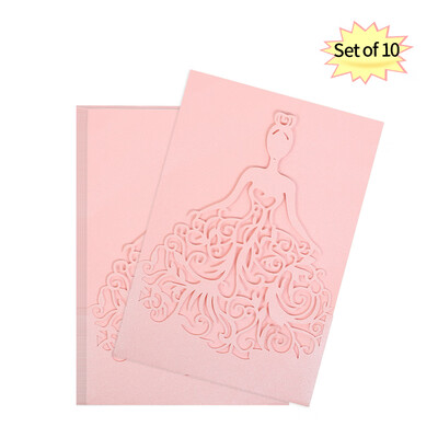 

10pcsset Wedding Invitation Cards Pearl Paper Hollow Bride Pattern Invitation Cards for Wedding Anniversary Engagement--White