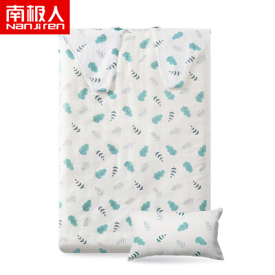 

Antarctic Nanjiren baby sleeping bag spring&summer cotton childrens quilt baby is prevented from kicking quilt detachable liner set white print green leaf 90150cm