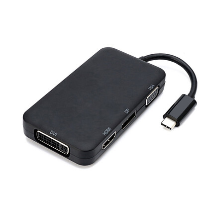 

4 in 1 USB Type C Hub To HDMI DVI VGA DP Display Multiport Adapter Converter 4K 1080P 273659