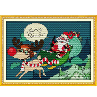 

33 23cm DIY New Style Counted Cross Stitch Set Embroidery Needlework Kits Merry Christmas Pattern Cross Stitching Home Decoratio