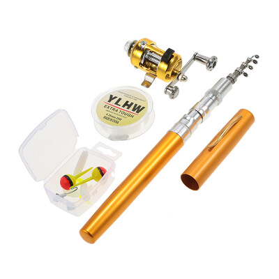 

Fishing Rod Reel Combo Set Mini Telescopic Portable Pocket Pen Fishing Rod Pole Reel Aluminum Alloy Fishing Line Soft Lures Bait