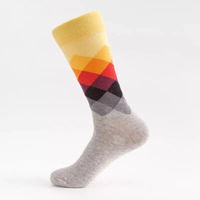 

1 Pair Men Socks with Rainbow Geometry Color Type Socks Mid tube Socks Male Female Man Woman Big Size Lucky Socks