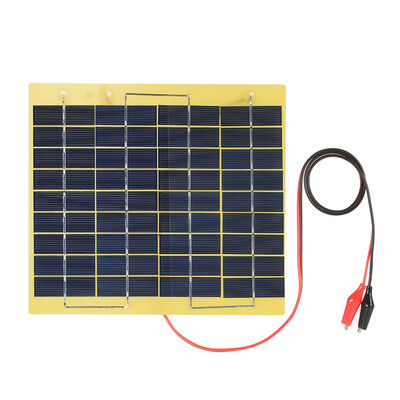 

5W 18V Polycrystalline Silicon Solar Panel with Alligator Clips Outdoor Portable Charger for 12V Storage Battery