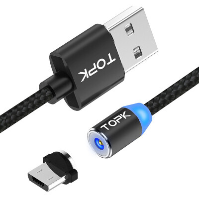 

TOPK R-Line2 1M33ft LED Magnetic Micro USB Cable Premium Nylon Braided Magnet Microusb Charger Cable for Micro USB Port