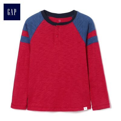 

GAP flagship store baby boy toddler football stripes Henry collar cotton long-sleeved T-shirt 373159 autumn wear modern red 2YRS