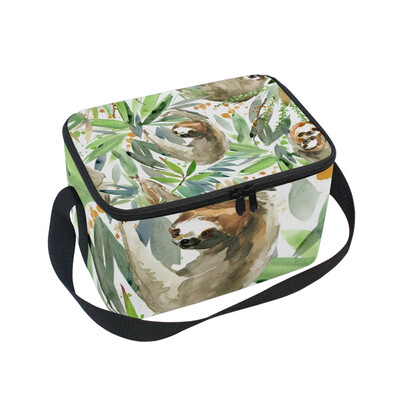 

ALAZA Lunch Box Insulated Sloth And Tropical Plant Lunch Bag Large Cooler Tote Bagfor Men Women