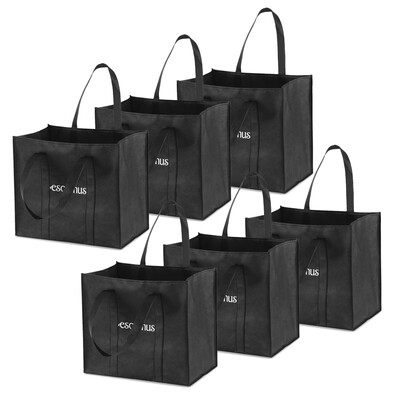 

Esonmus 6pcsset Multipurpose Reusable Non-Woven Large Grocery Tote Bags Foldable Shopping Bags Storage Handbags with Dual Reinfor