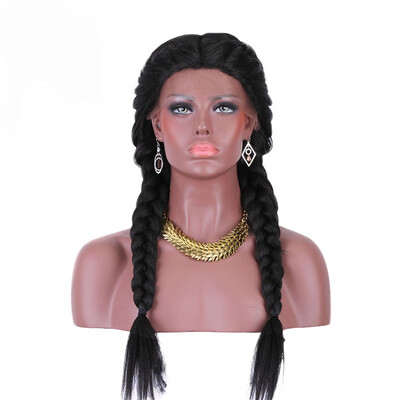

StrongBeauty French Braid Hairstyles Lace Front Wigs for Women Synthetic lace Wig Black With Baby Hair