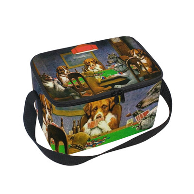 

ALAZA Lunch Box Insulated Lunch Bag Large Cooler Smoking Artistic-Painting Dogs Tote Bag