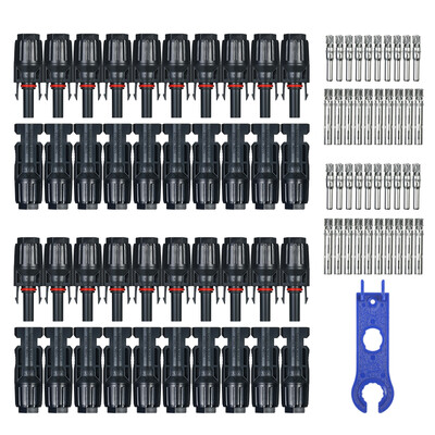 

20 Pairs MC4 MaleFemale Solar Panel Cable Connectors with Spanner Assembly Tool for PV System