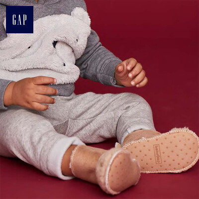 

GAP flagship store childrens clothing baby plus velvet knit pants Wei pants 400006 bright linen gray 6-12M