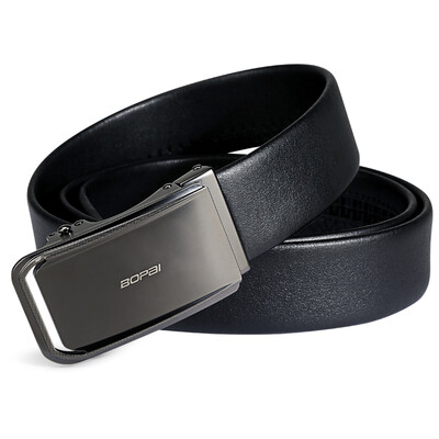 

Bo brand Bopai belt mens first layer leather belt business casual pants with tide automatic buckle black 813-037711