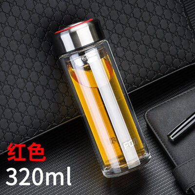 

Fuguang FGA Zhuo Lang Ms Creative Cup Portable Glass Double Layer Insulated Transparent Glass Tea Cup with Tea Water Cup Blue 320ML FB1037-320