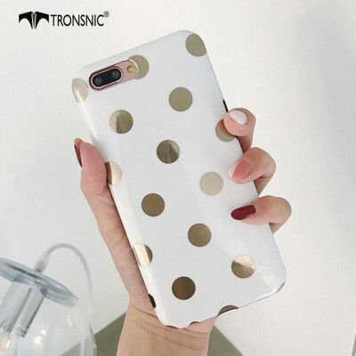 

Tronsnic Polka Dots Phone Case for iPhone 6 6s Plus Soft Gold Dots Case White Black Luxury Cover Capa