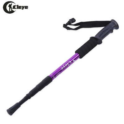 

CLEYE 4 Joint Anti-shock Trekking Straight Shank Alpenstock Walking Stick with Mud Tray