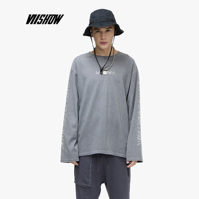 

Weixiu viishow 2019 spring new long-sleeved T-shirt mens tide brand letter mens bottoming shirt round neck youth TC1222191 dark gray